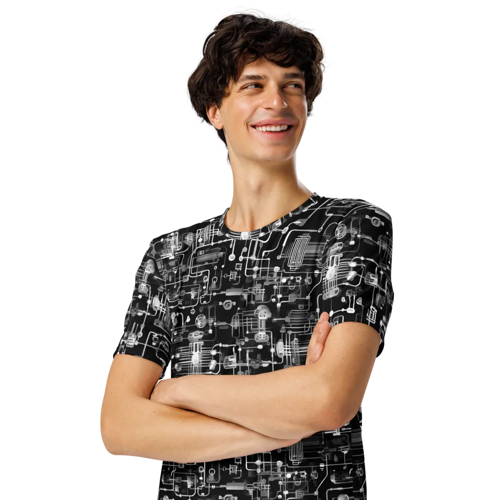 Noir Circuit on Men's Crew Neck T-Shirt — Left Front