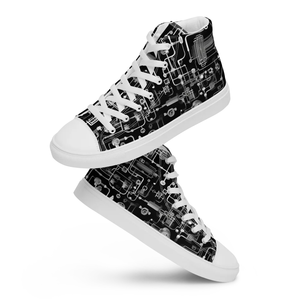 Noir Circuit on Men's High Top Canvas Shoes — Front