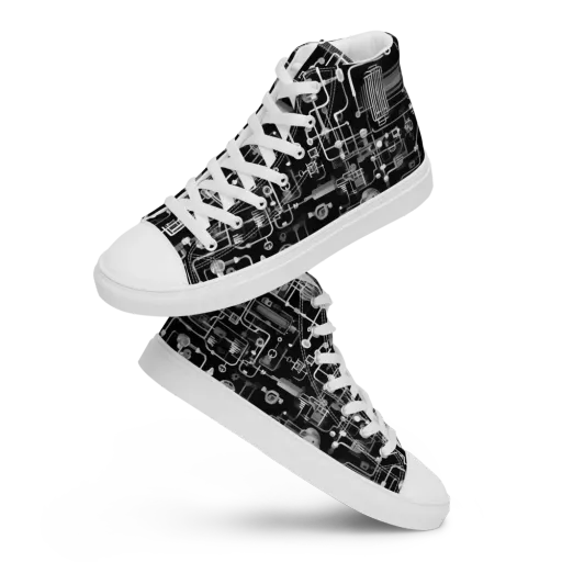 Noir Circuit on a Men's High Top Canvas Shoes