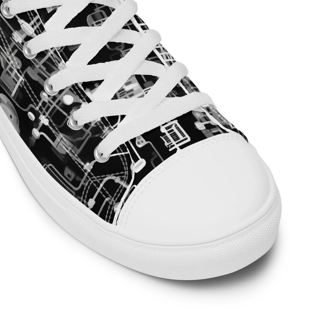 Noir Circuit on Men's High Top Canvas Shoes — Product details