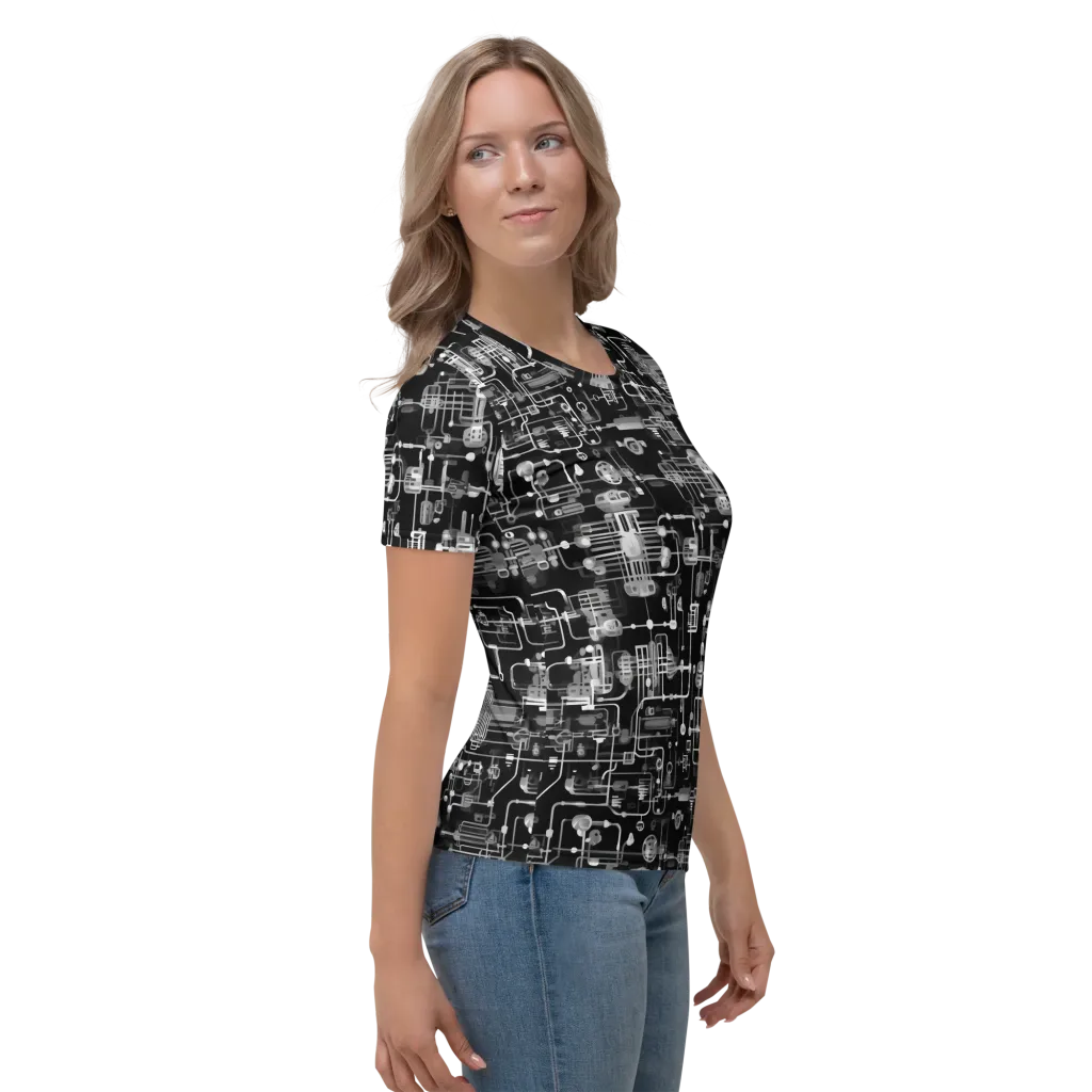 Noir Circuit on Women's Crew Neck T-Shirt — Right