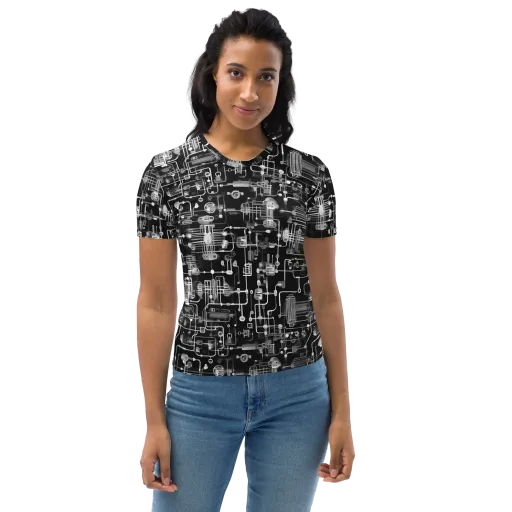 Noir Circuit on a Women's Crew Neck T-Shirt