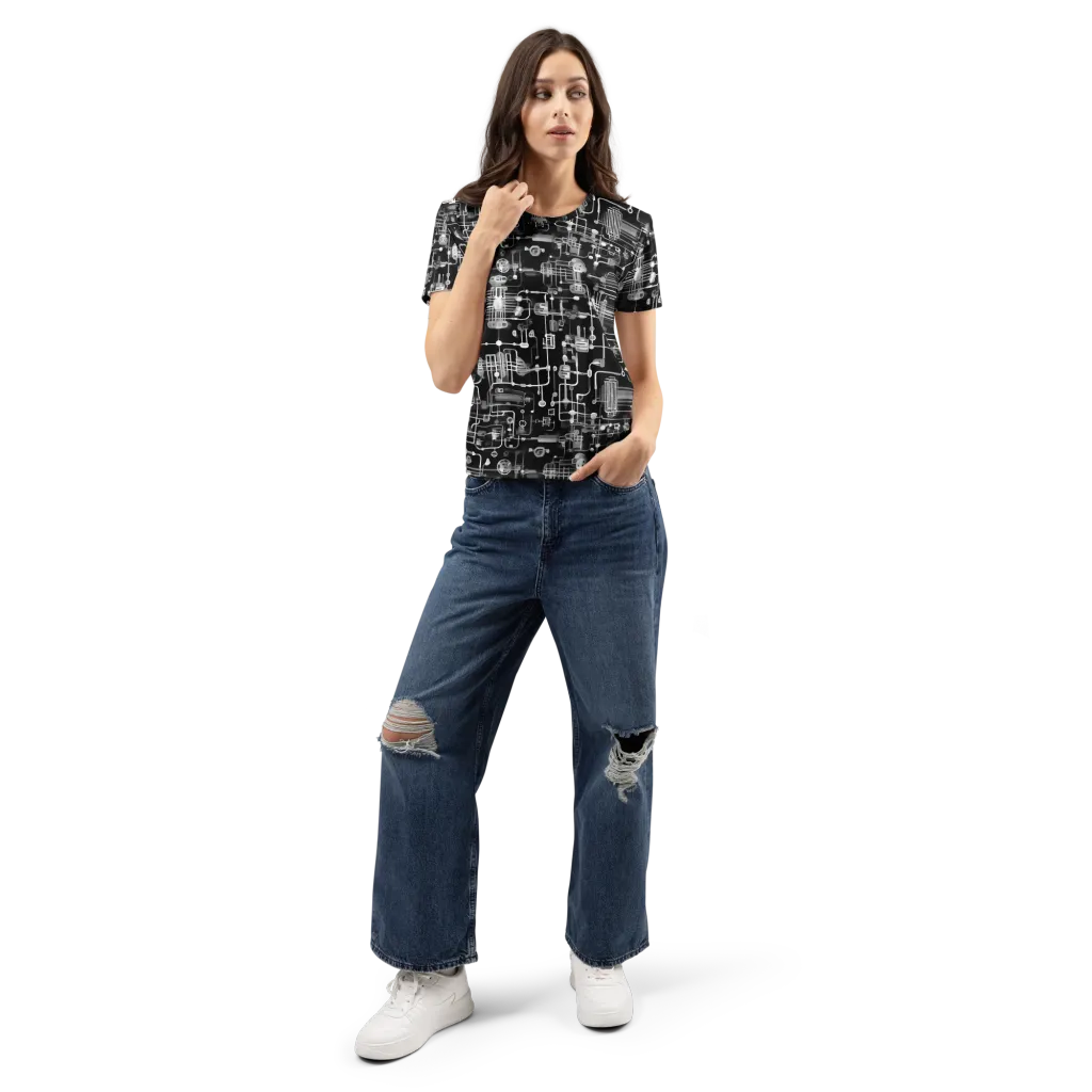 Noir Circuit on Women's Crew Neck T-Shirt — Front
