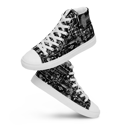 Noir Circuit on a Women's High Top Canvas Shoes