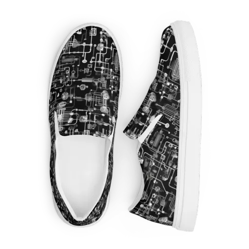 Noir Circuit on a Men's Slip-On Canvas Shoes