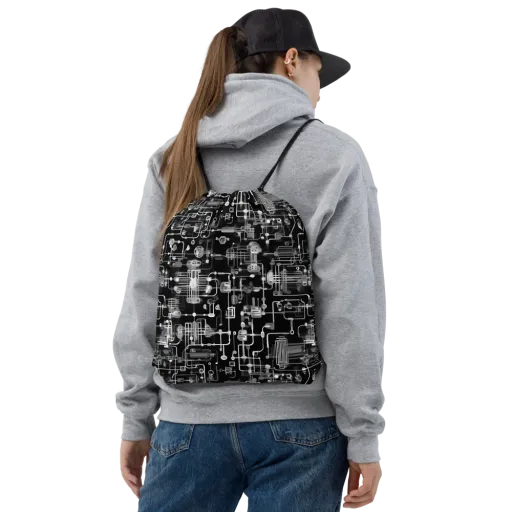 Noir Circuit on a Drawstring Bag