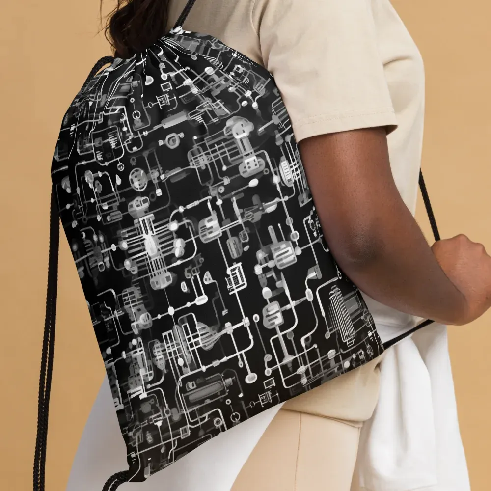 Noir Circuit on Drawstring Bag — Front