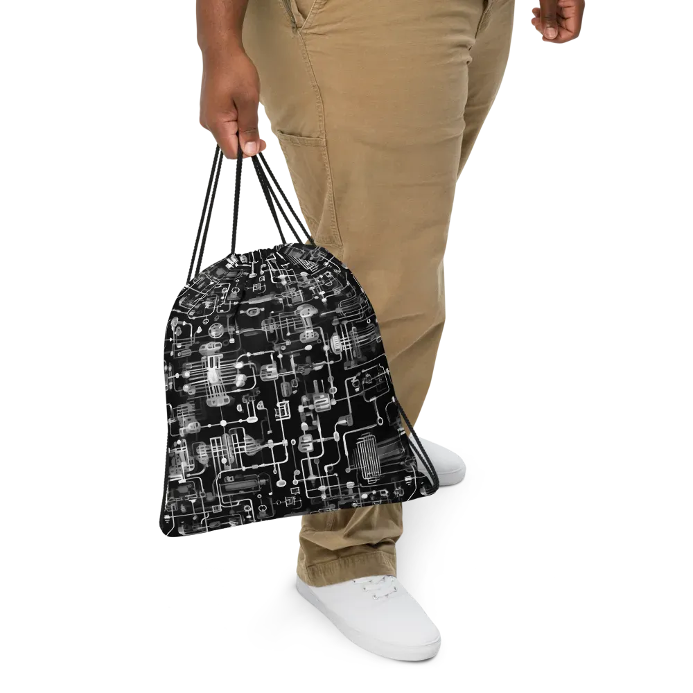 Noir Circuit on Drawstring Bag — Front