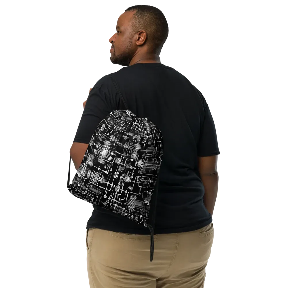 Noir Circuit on Drawstring Bag — Front