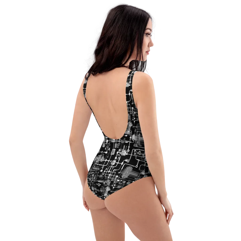 Noir Circuit on One-Piece Swimsuit — Right Back