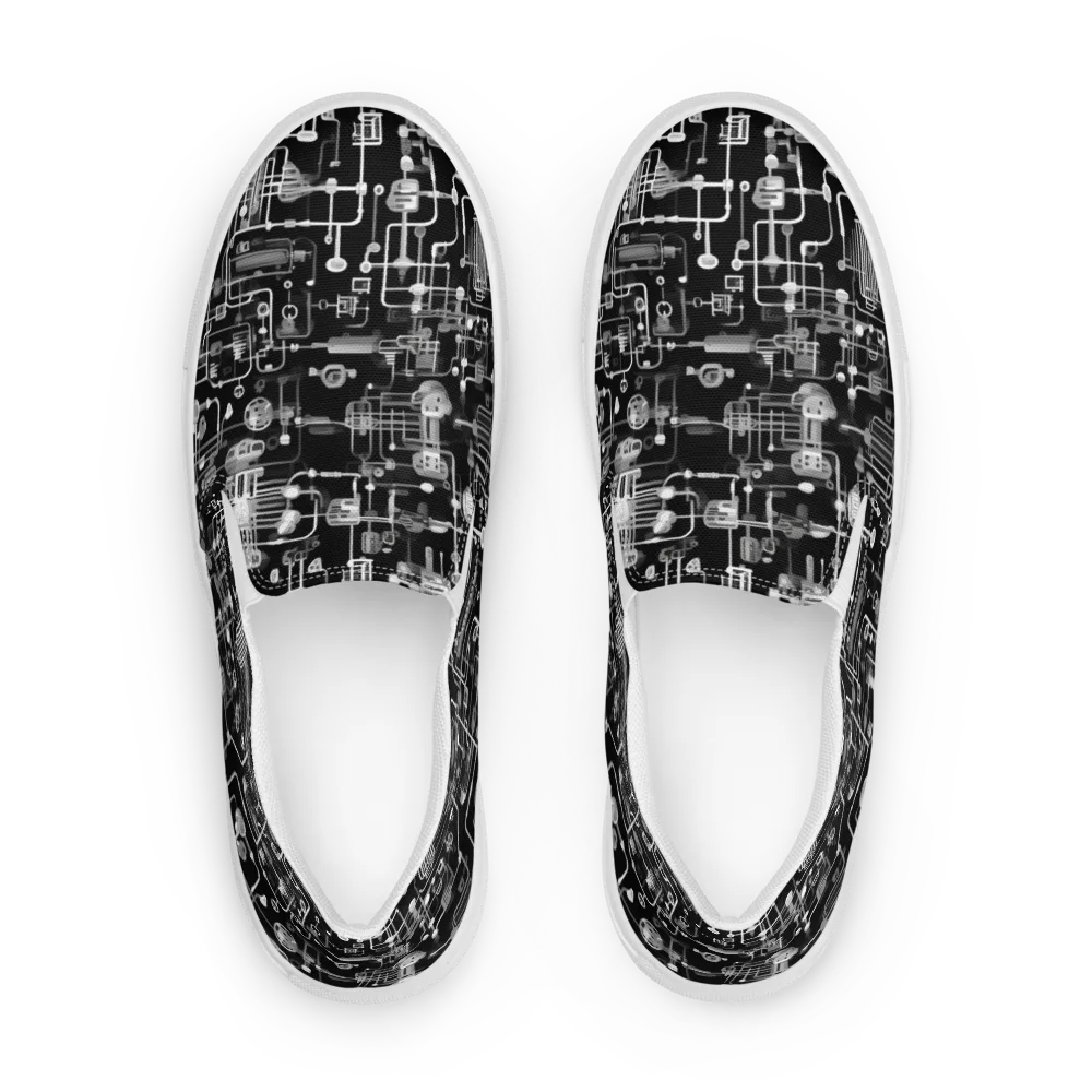 Noir Circuit on Women's Slip-On Canvas Shoes — Front