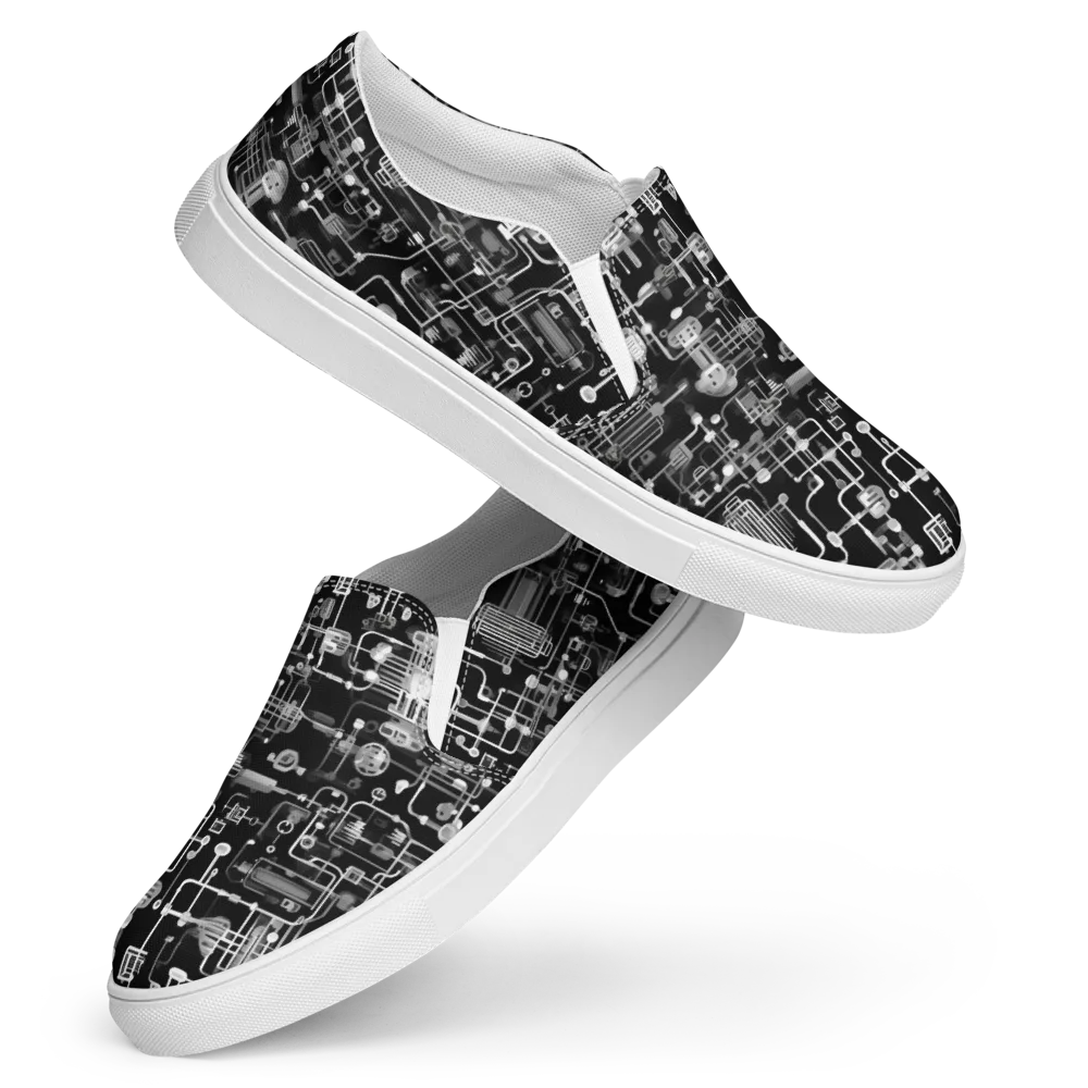 Noir Circuit on Women's Slip-On Canvas Shoes — Front