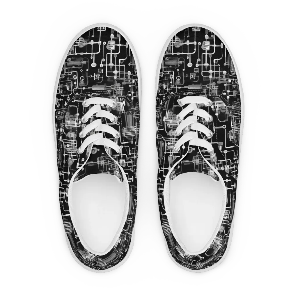 Noir Circuit on Men's Lace-Up Canvas Shoes — Front