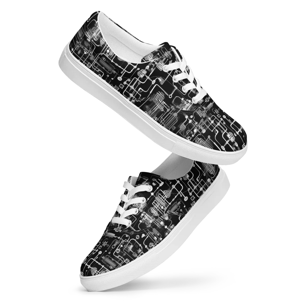 Noir Circuit on Men's Lace-Up Canvas Shoes — Front