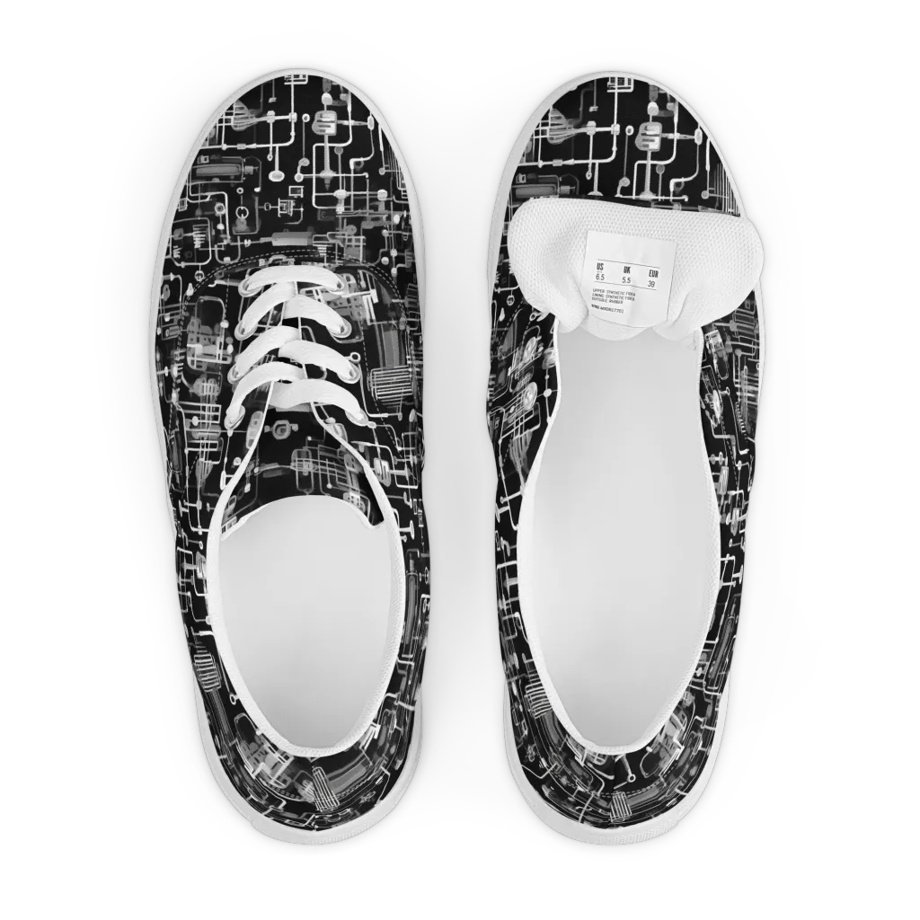 Noir Circuit on Men's Lace-Up Canvas Shoes — Front