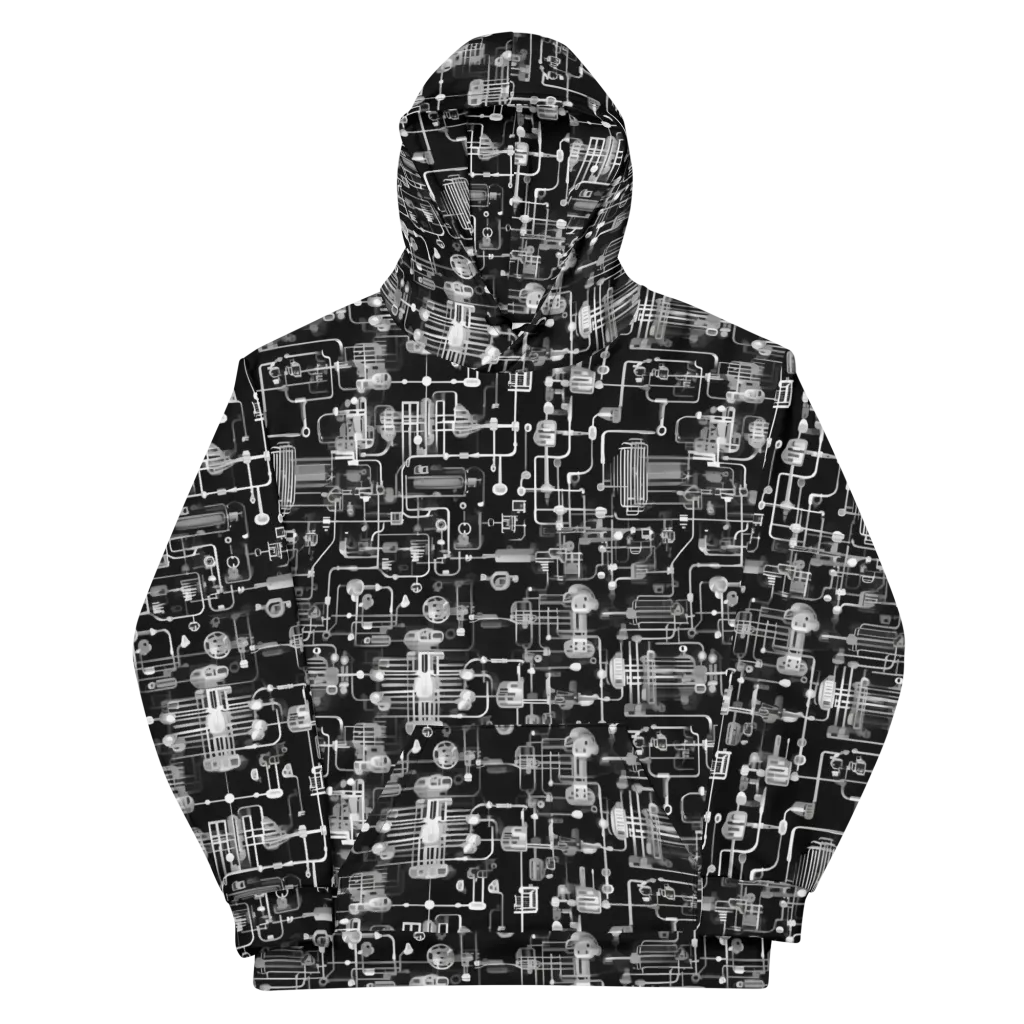 Noir Circuit on Cotton Hoodie — Front