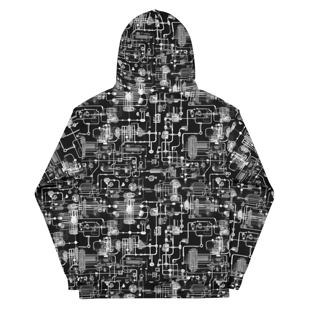 Noir Circuit on Cotton Hoodie — Back