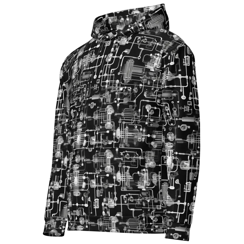 Noir Circuit on Cotton Hoodie — Left Front