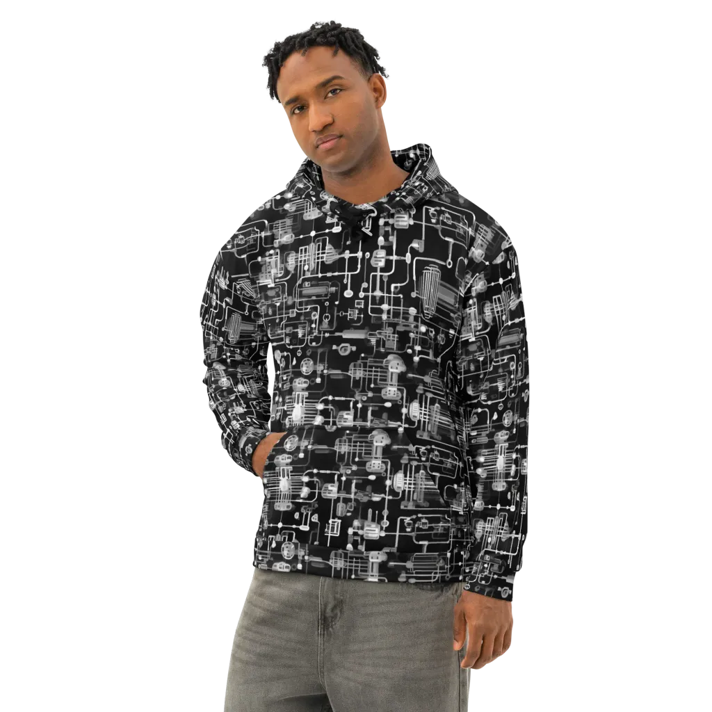 Noir Circuit on Cotton Hoodie — Left Front