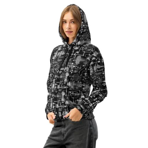 Noir Circuit on a Cotton Hoodie