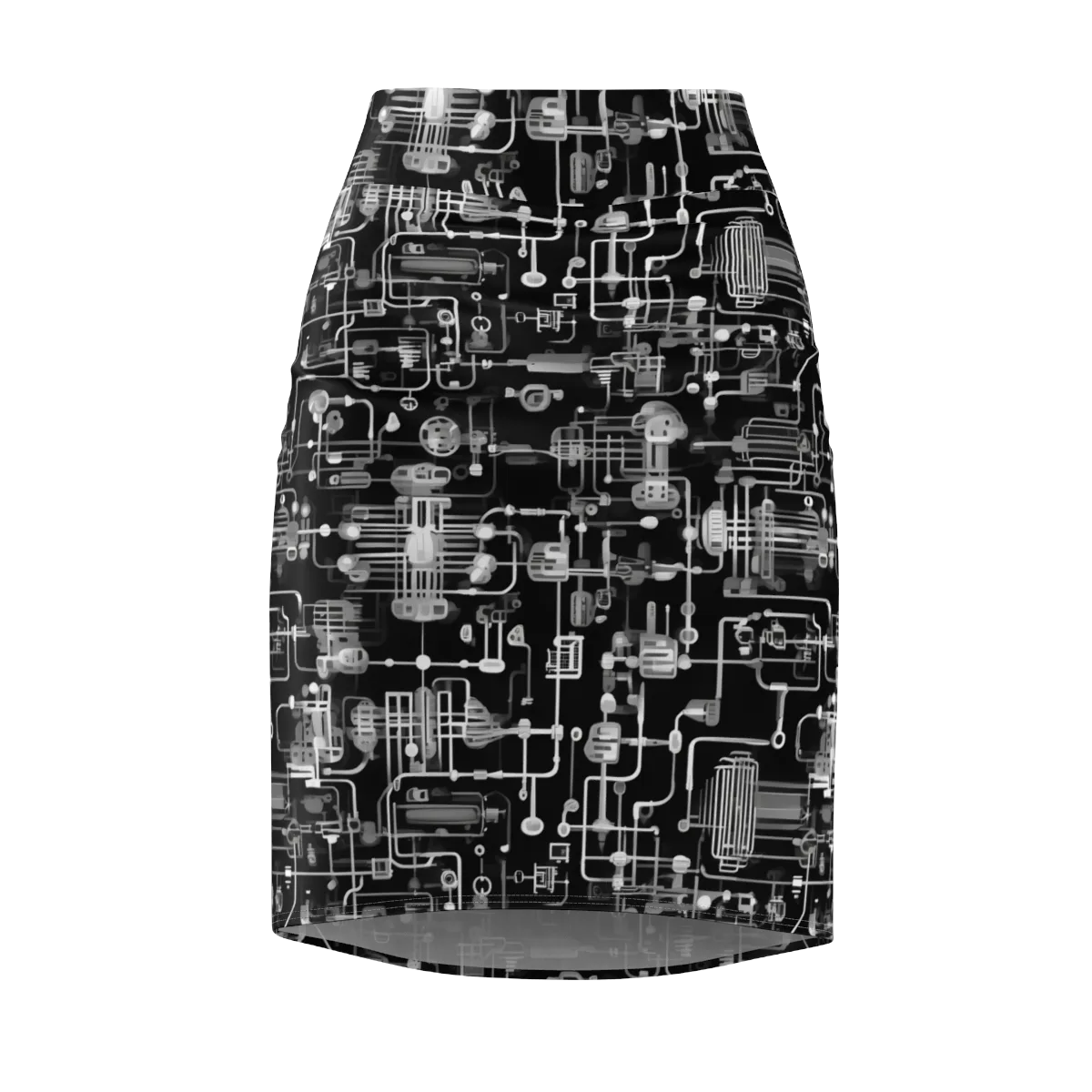 Noir Circuit on Pencil Skirt — Front