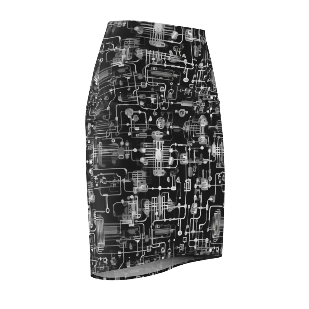 Noir Circuit on Pencil Skirt — Front Side