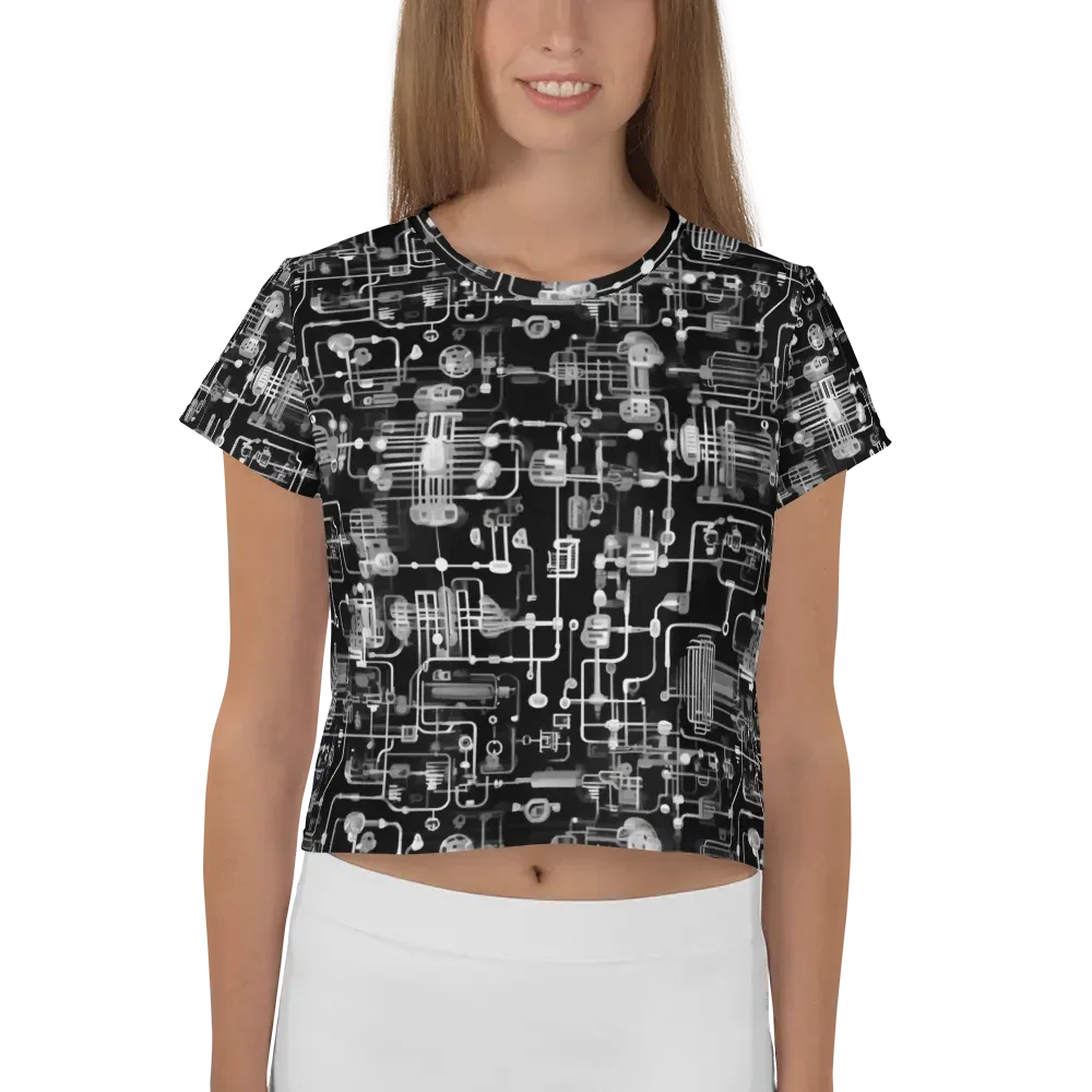 Noir Circuit on Crop Tee — Front