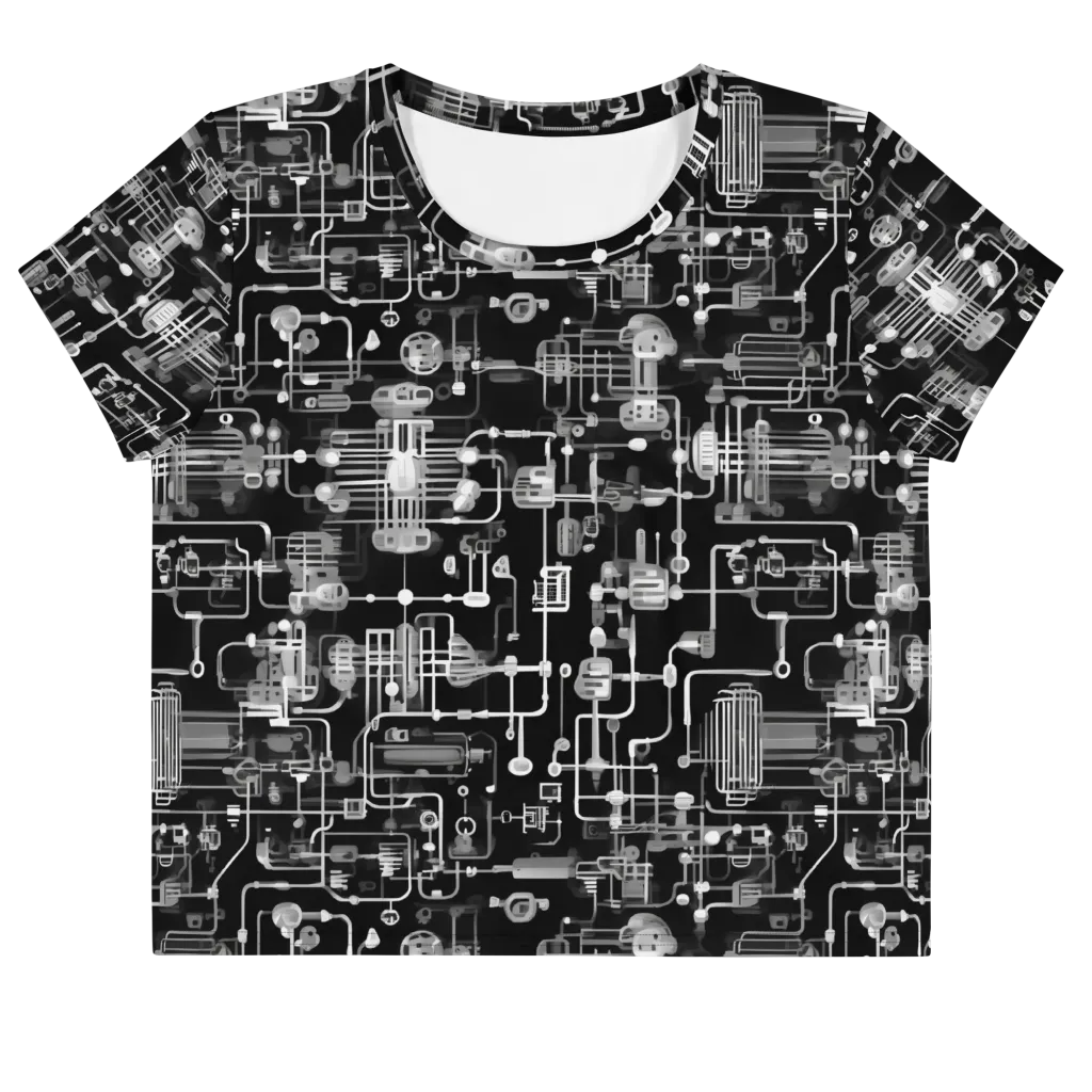 Noir Circuit on Crop Tee — Front