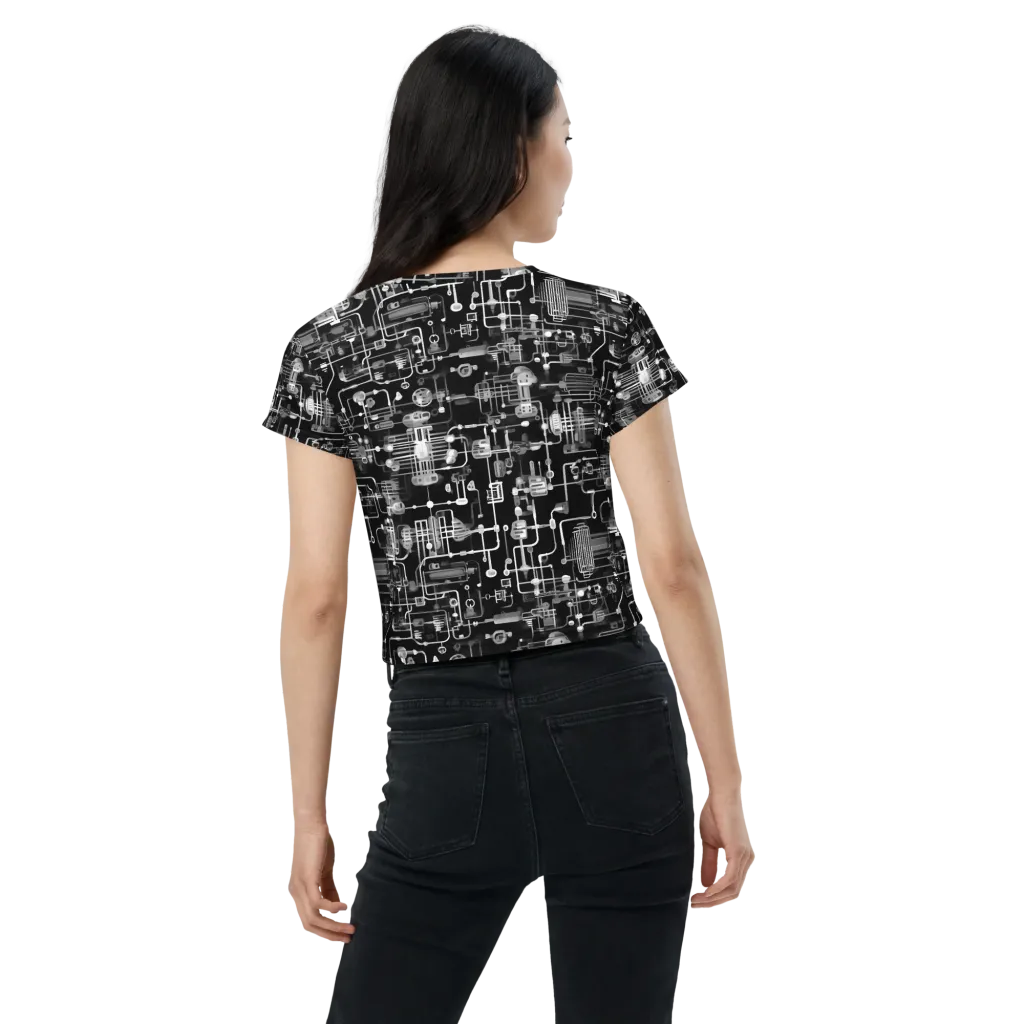 Noir Circuit on Crop Tee — Back