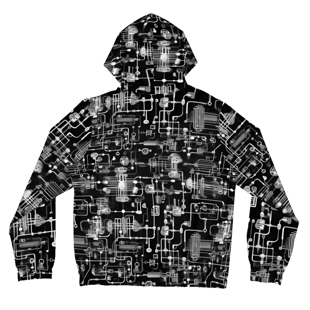 Noir Circuit on Women's Full-Zip Hoodie — Back