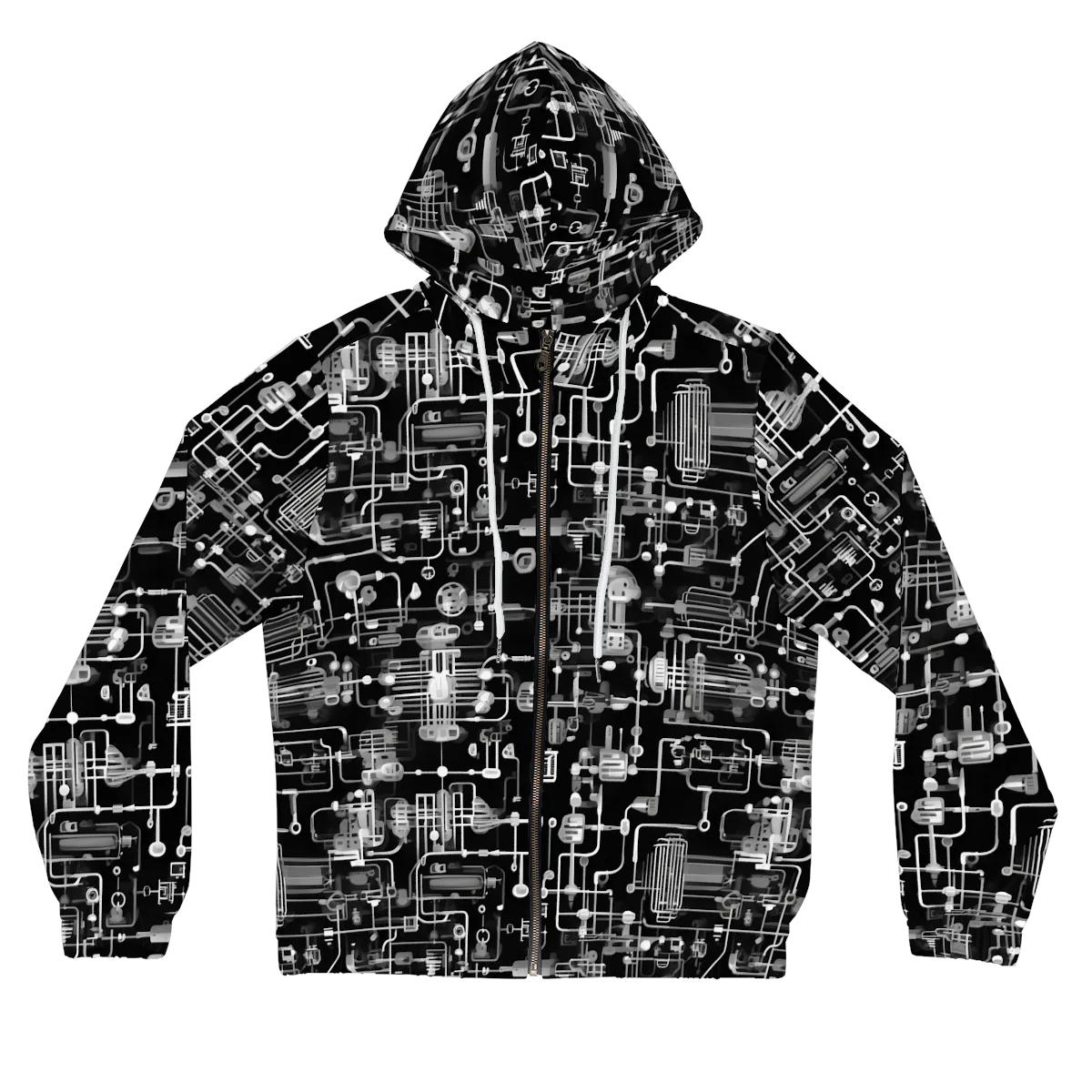 Noir Circuit on Women's Full-Zip Hoodie — Front