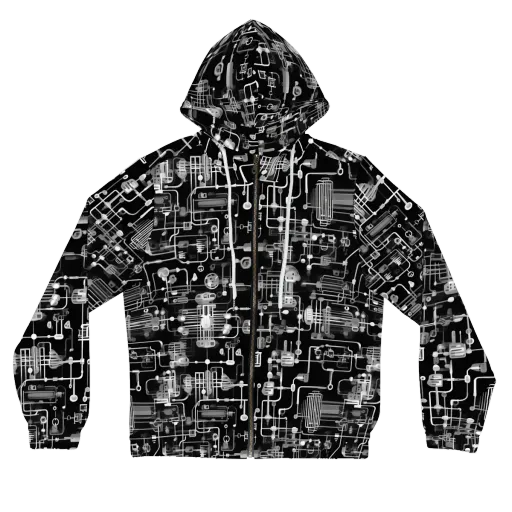 Noir Circuit on a Women's Full-Zip Hoodie