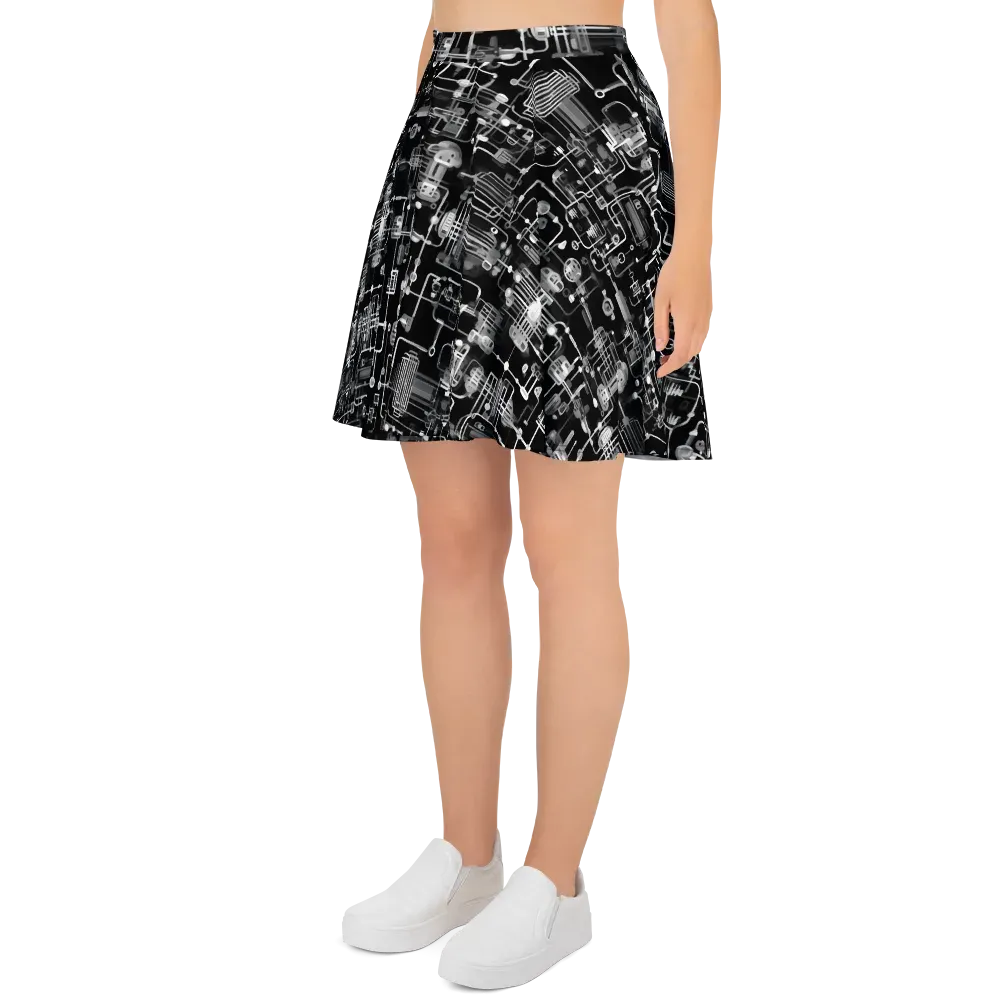 Noir Circuit on Skater Skirt — Left