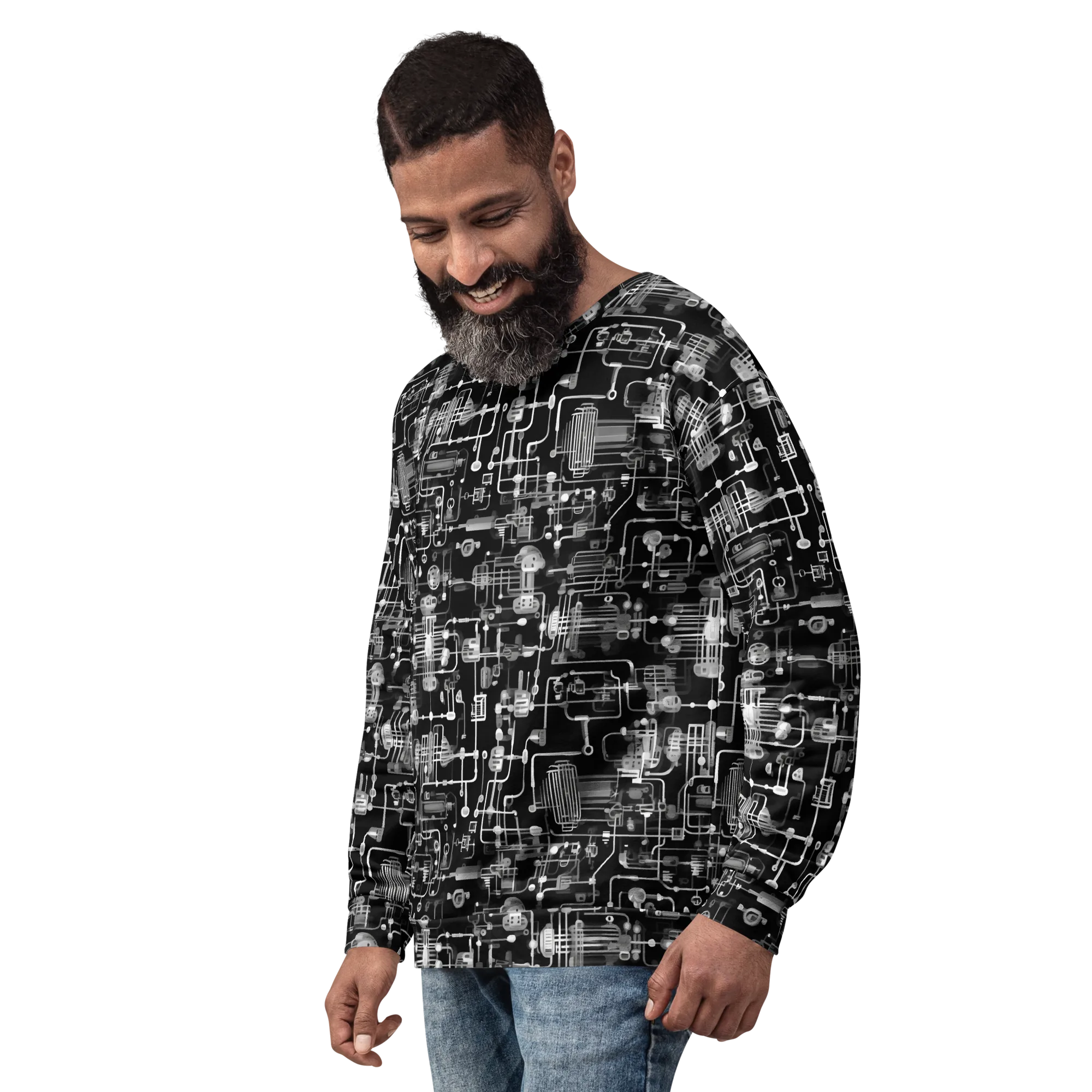 Noir Circuit on Sweatshirt — Left Front