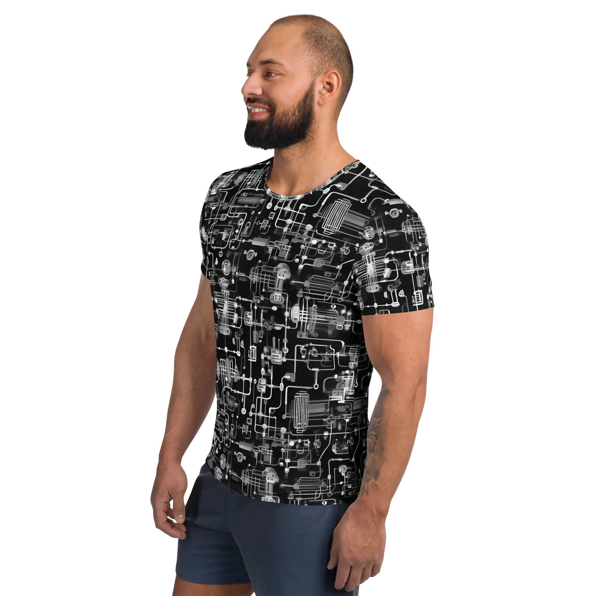 Noir Circuit on Men's Athletic T-Shirt — Left