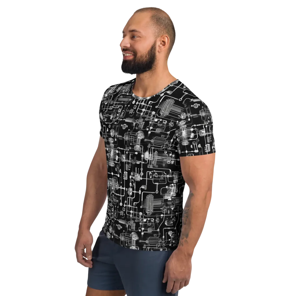 Noir Circuit on Men's Athletic T-Shirt — Left