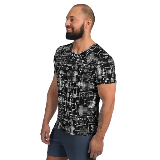 Noir Circuit on a Men's Athletic T-Shirt