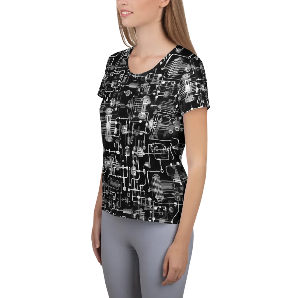 Noir Circuit on Women's Athletic T-Shirt — Left