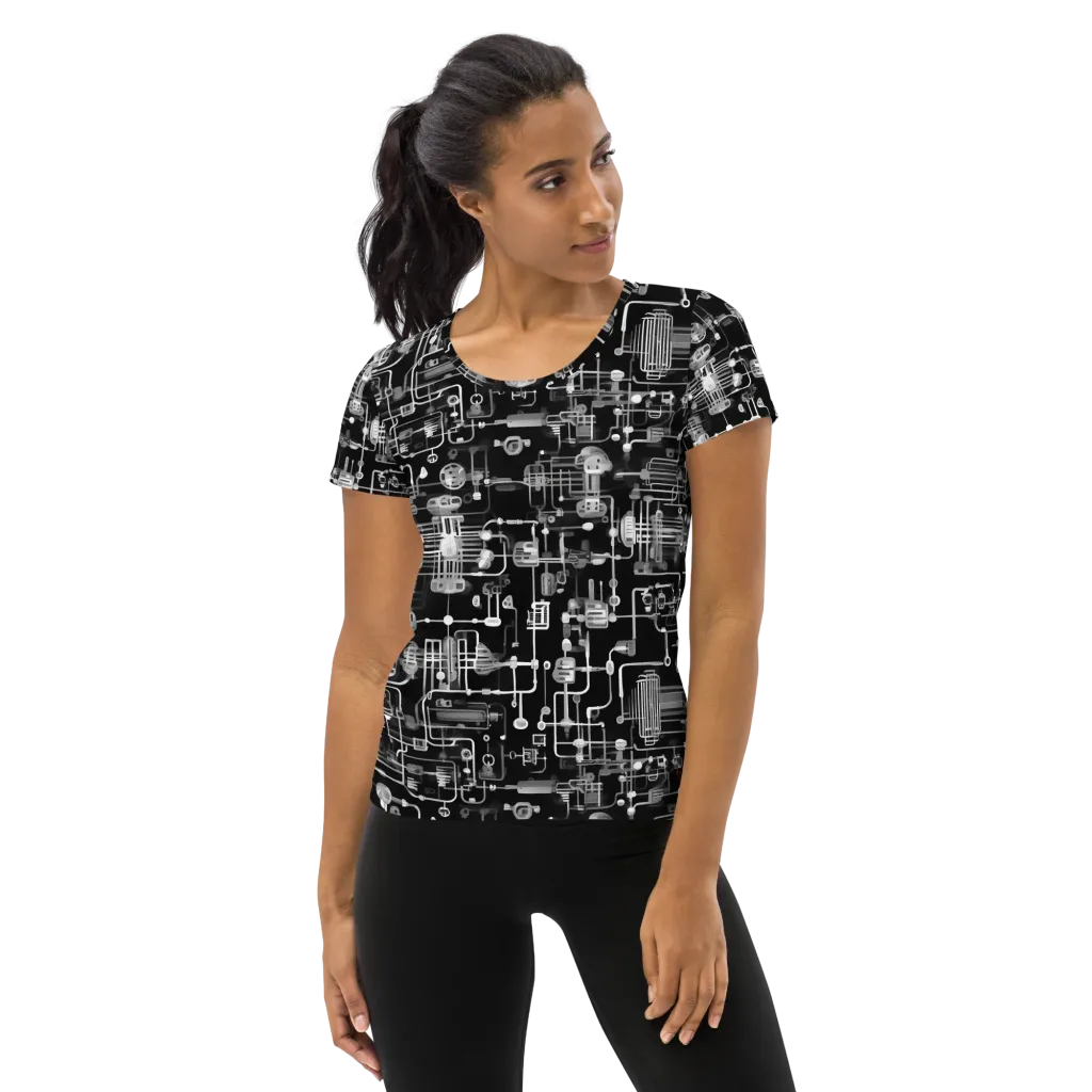 Noir Circuit on Women's Athletic T-Shirt — Front