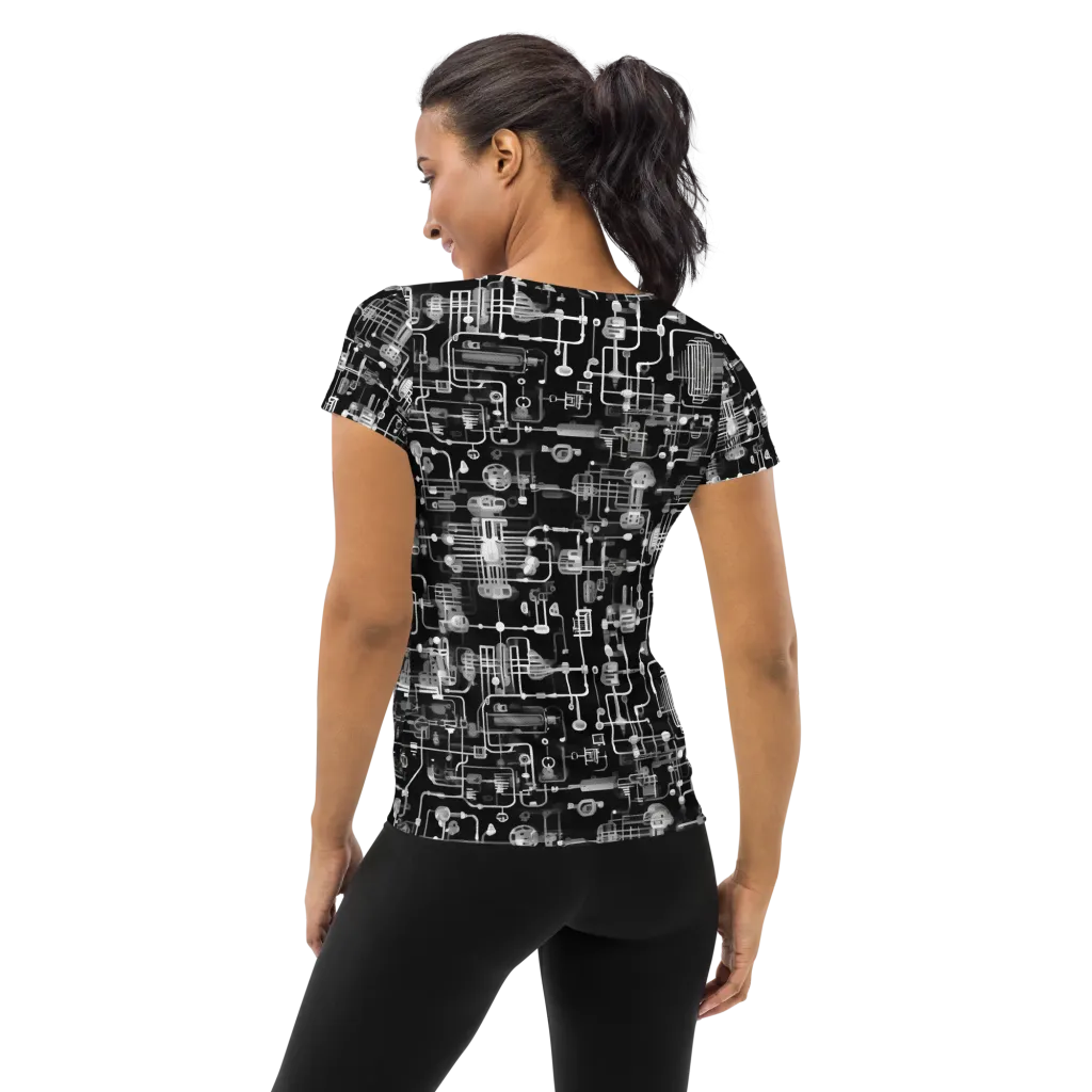 Noir Circuit on Women's Athletic T-Shirt — Back