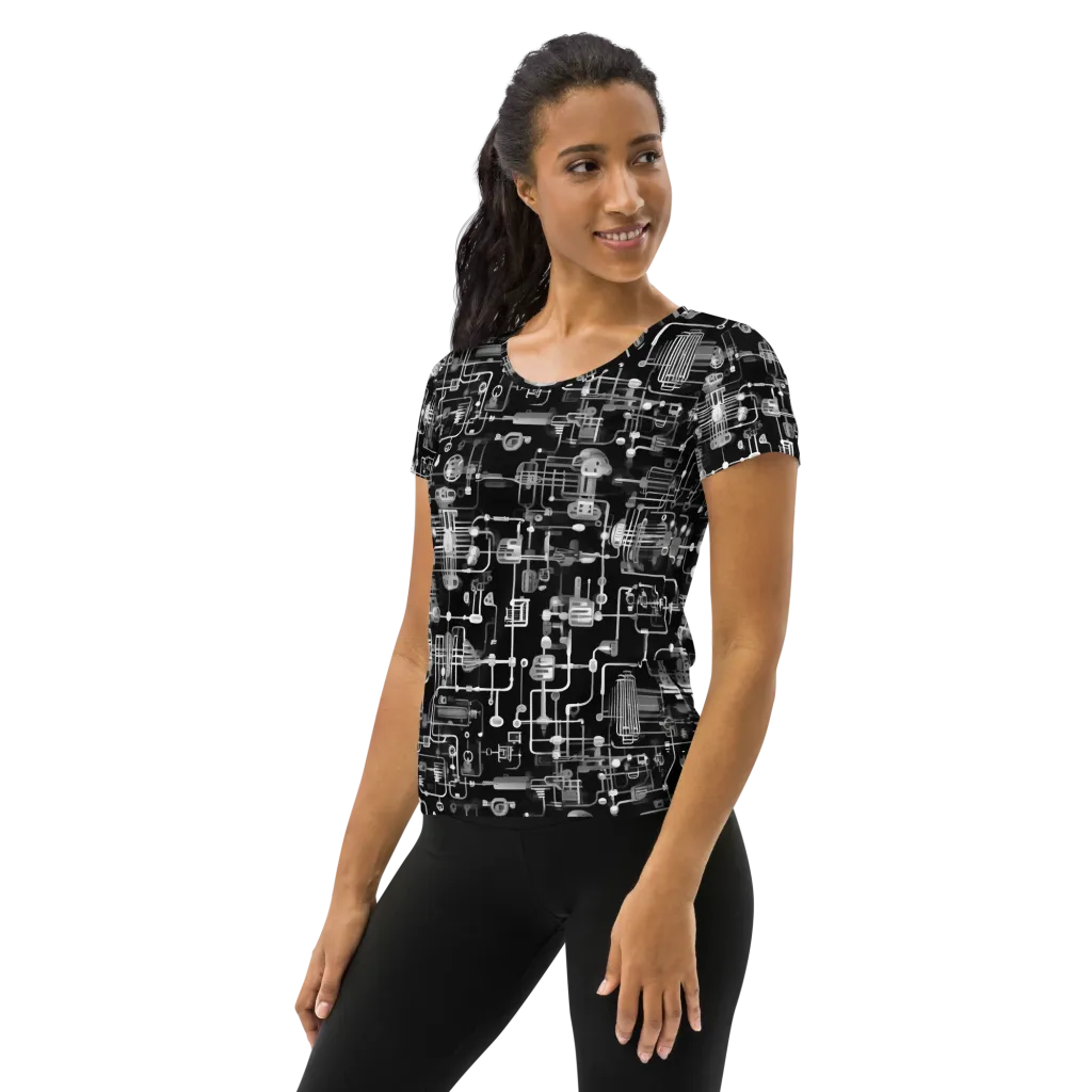 Noir Circuit on Women's Athletic T-Shirt — Left