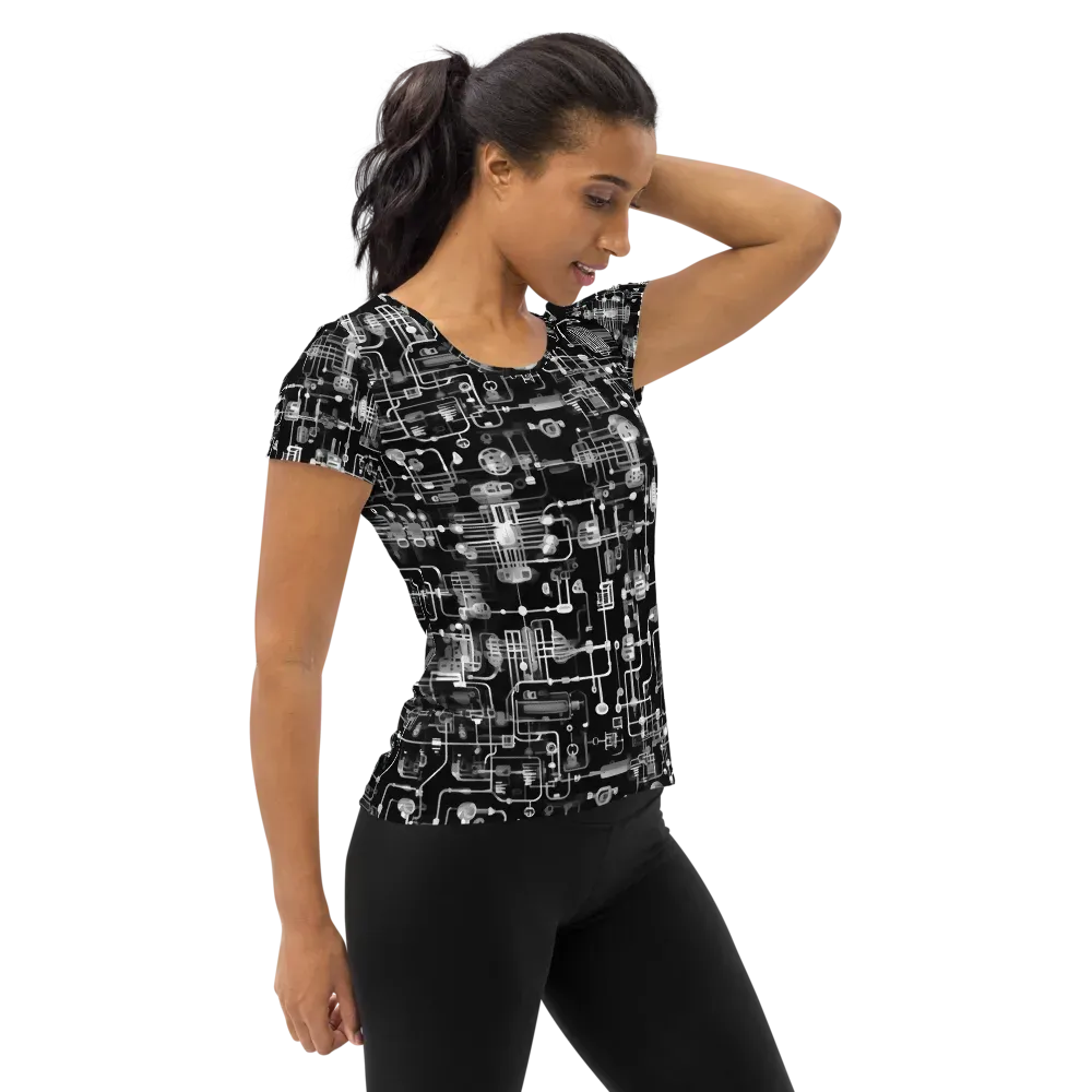 Noir Circuit on Women's Athletic T-Shirt — Right