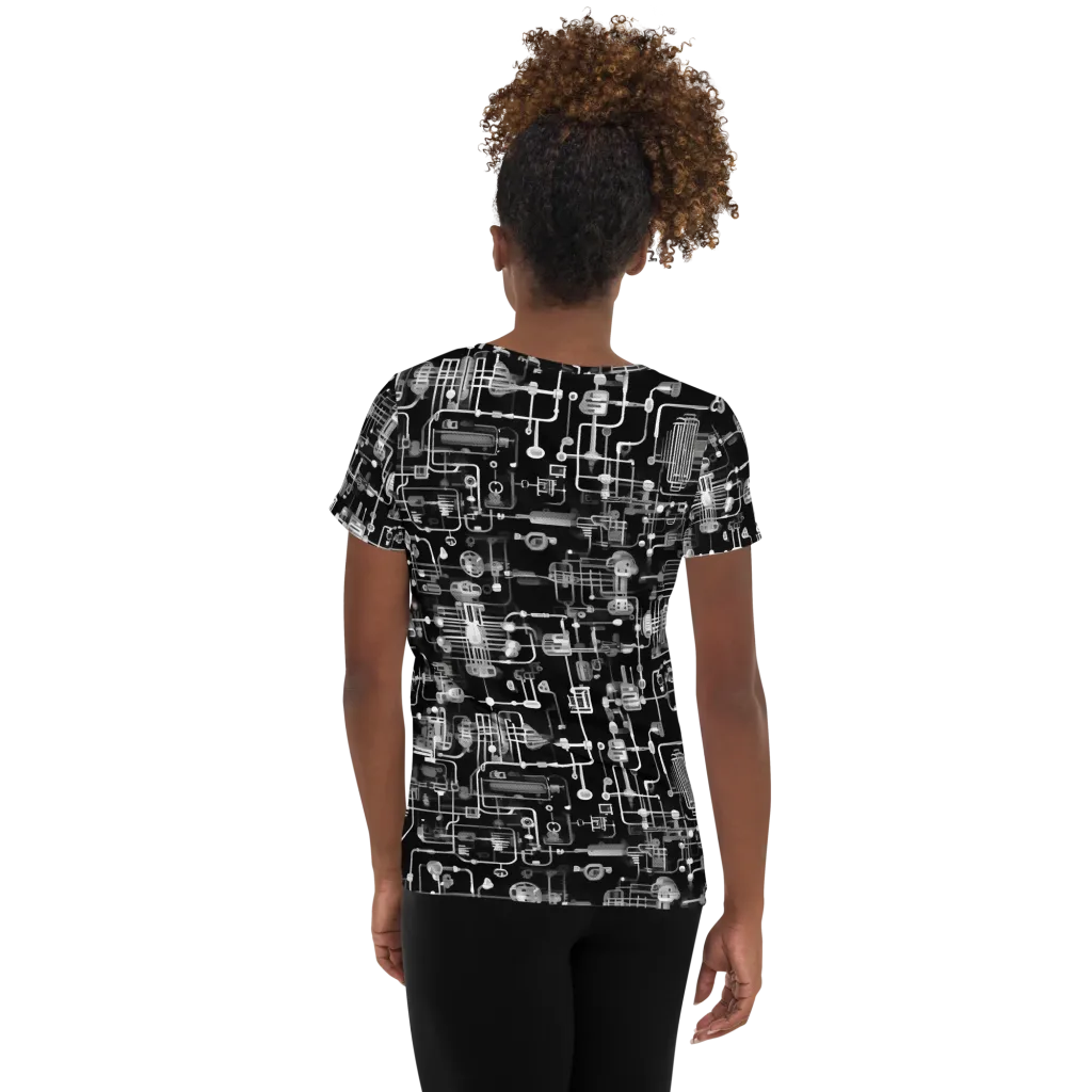Noir Circuit on Women's Athletic T-Shirt — Back