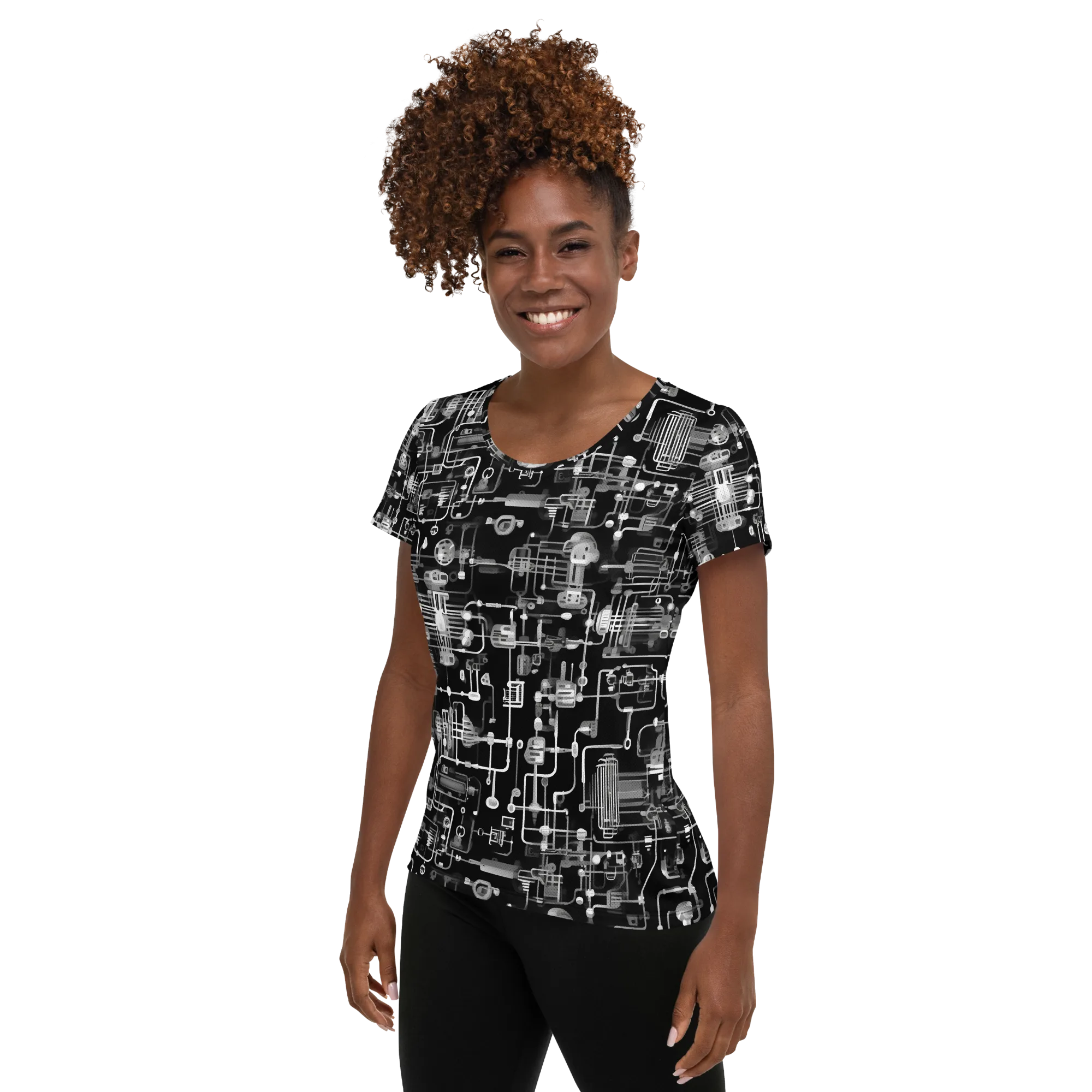 Noir Circuit on Women's Athletic T-Shirt — Left