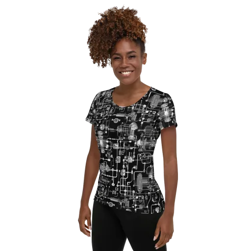 Noir Circuit on a Women's Athletic T-Shirt