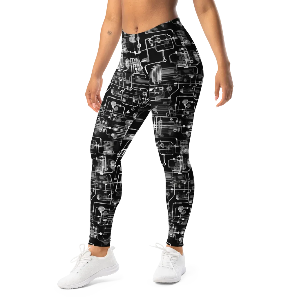 Noir Circuit on Leggings — Left Front