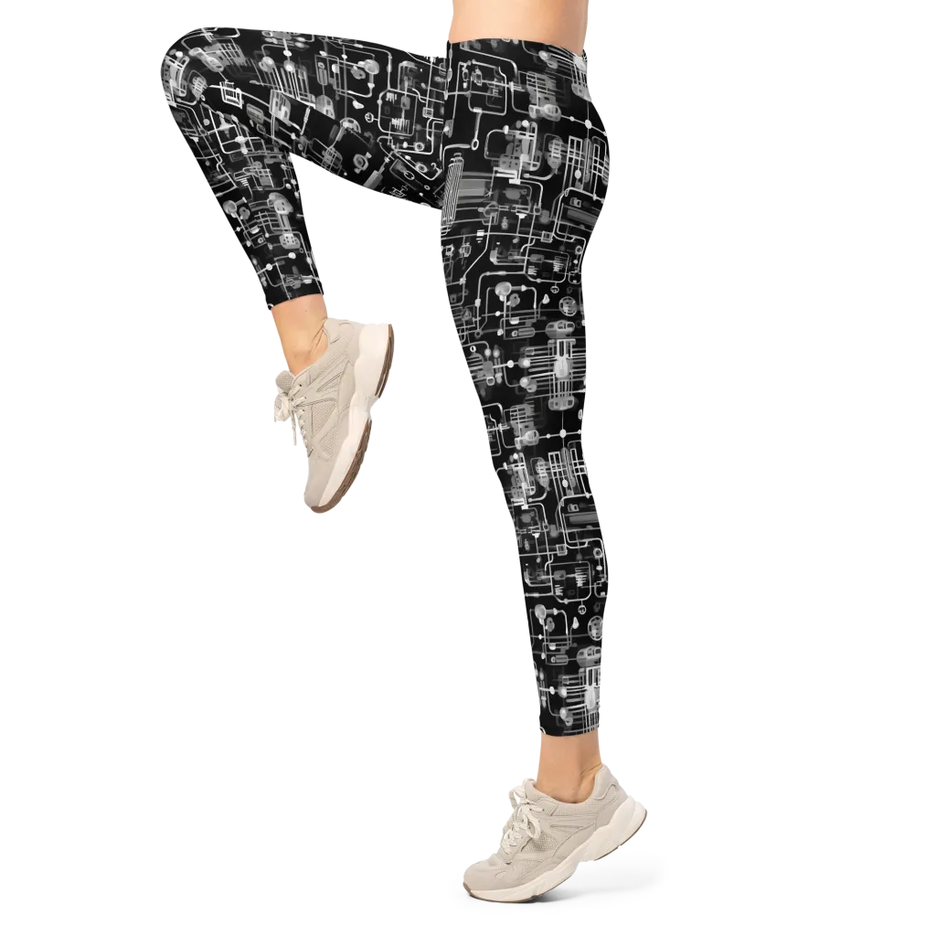 Noir Circuit on Leggings — Left