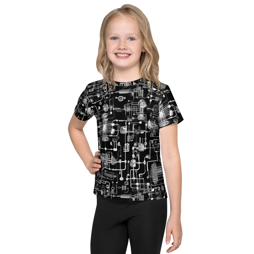 Noir Circuit on Kids Crew Neck T-Shirt — Front