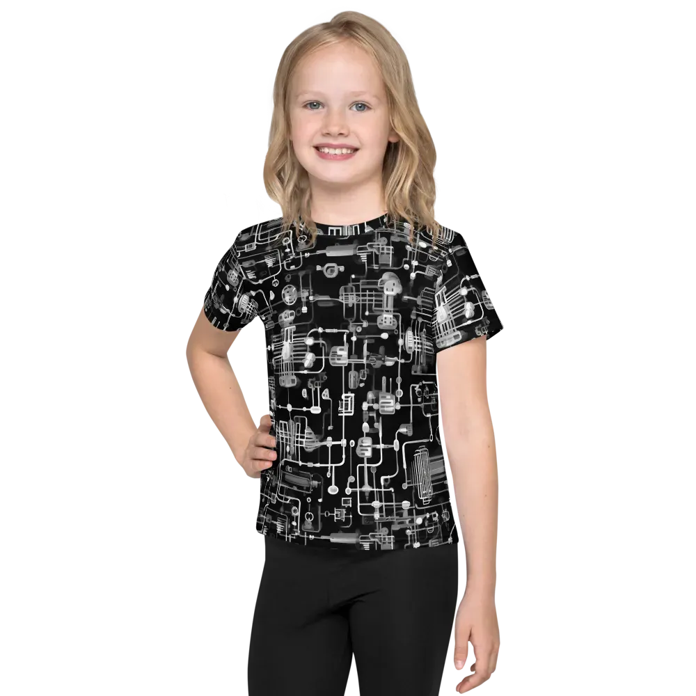 Noir Circuit on Kids Crew Neck T-Shirt — Front