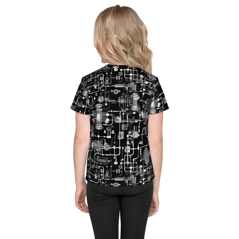 Noir Circuit on Kids Crew Neck T-Shirt — Back